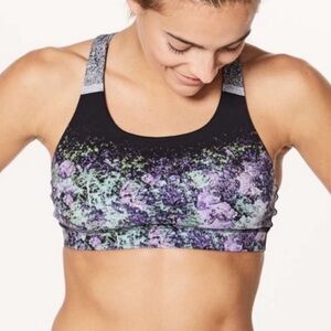 Lululemon energy bra (Nulux) size 6 vivid vision energy bra black multicolor